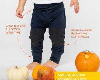 Leggings biologici per bambini da crescere con ginocchio robusto - Blu marino