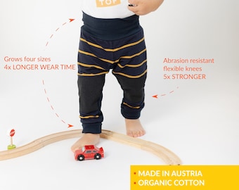 Mitwachsende Kinderleggings mit abriebfesten Knien - Dunkelblau Buzzy Bee