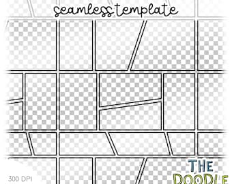 Erstellen Sie Ihre eigenen nahtlosen Comic-Design transparente Comic-Rahmen-Vorlage 300dpi PNG | Procreate