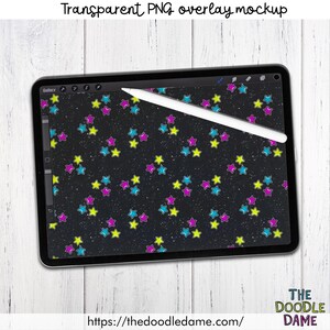 Mockup di sovrapposizione PNG trasparente per iPad e app Procreate - mockup di base - compatibile con Canva - sovrapponilo al tuo design immagine 2