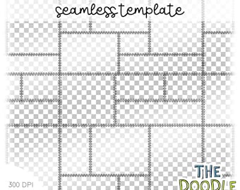 Create your own seamless patchwork design transparent frame template 300dpi PNG | Procreate