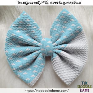 Transparent PNG overlay mockup of a bullet knit bow on fur - basic mockup - canva friendly - layer over your design