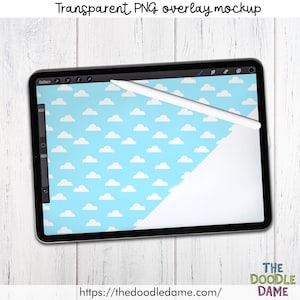 Transparent PNG overlay mockup of iPad and Procreate app - basic mockup - canva friendly - layer over your design