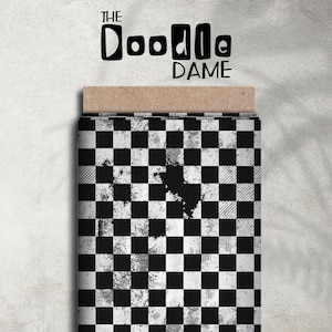 Seamless digital pattern black and white check grunge - checkered - tile infinitely - surface pattern