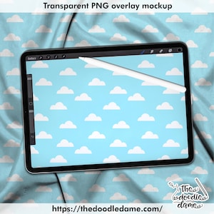 Transparent PNG overlay mockup of iPad on fabric - basic mockup - canva friendly - layer over your design