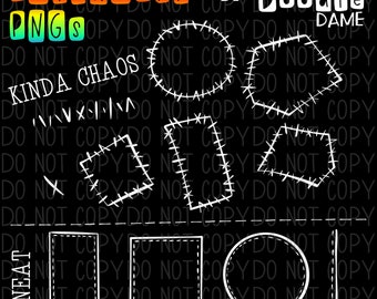 Transparent PNG black patchwork stamp set - patchwork clipart - patches - DIGITAL RESOURCE