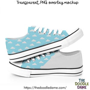 Transparent PNG overlay mockup of low top skater street style sneakers - basic mockup - canva friendly - layer over your design