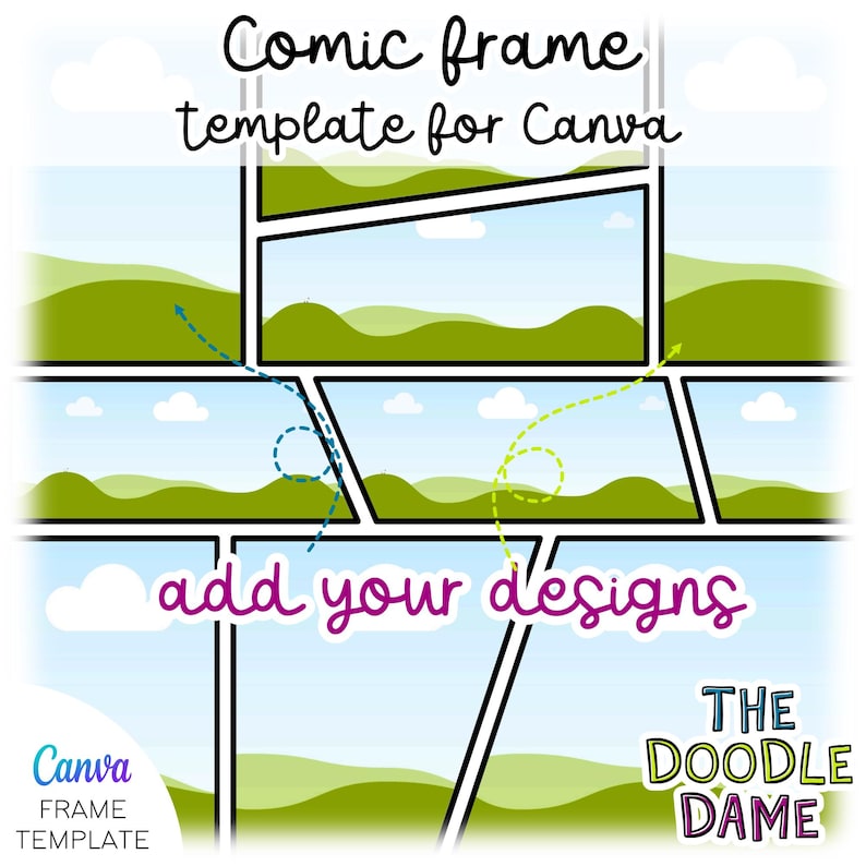 Create your own seamless comic style design template | Canva clip frame image 1