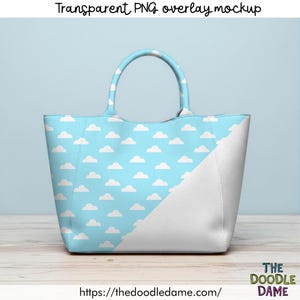 Transparent PNG overlay mockup of Vinyl handbag tote bag - basic mockup - canva friendly - layer over your design