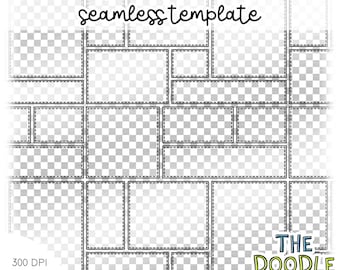 Create your own seamless patchwork design transparent frame template 300dpi PNG | Procreate