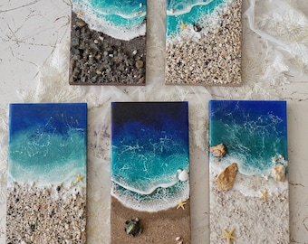 Coastal Resin Painting, 3D Ocean Wave Wall Art, Beach Decor
