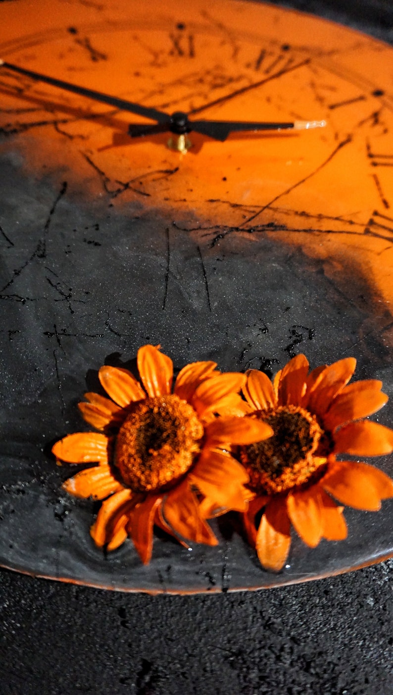 Floral Resin Large Wall Clock Fall Home Decor as Housewarming Etsy