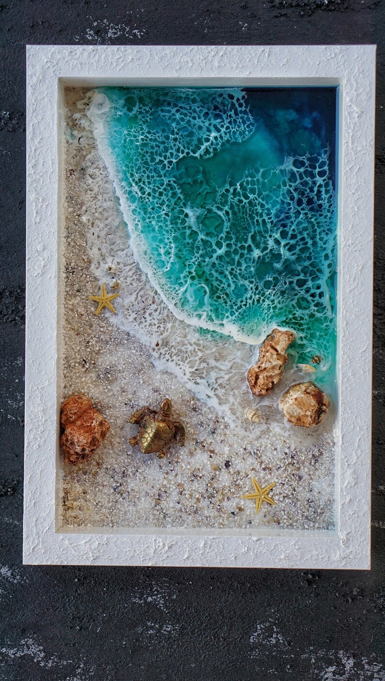 Minimalist Coastal Resin Bathroom Decor Ocean Wave 3D Wall Etsy