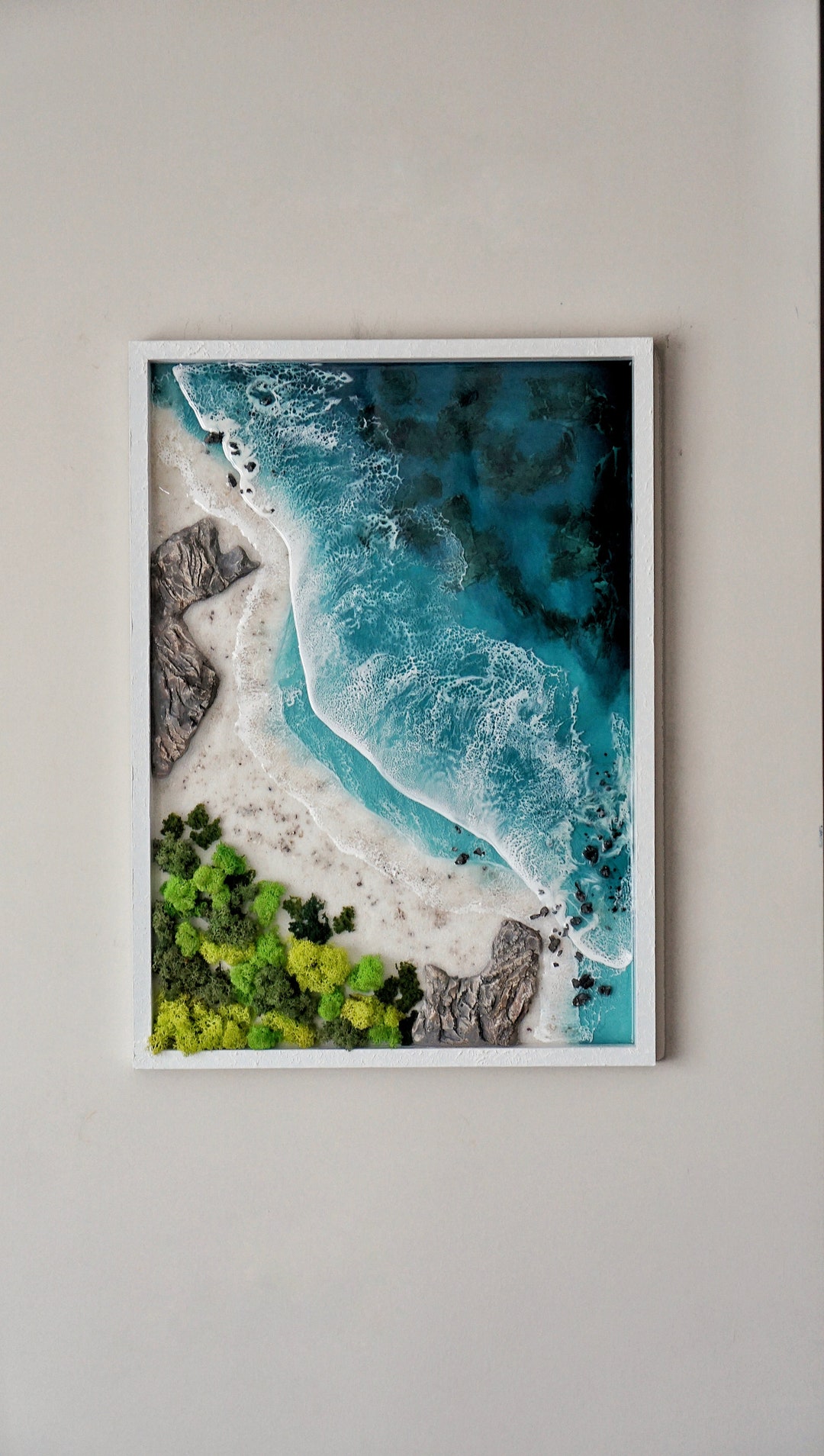 Large Ocean Themed Resin Wall Art, 3D Realistic Epoxy Wave, Ocean ...