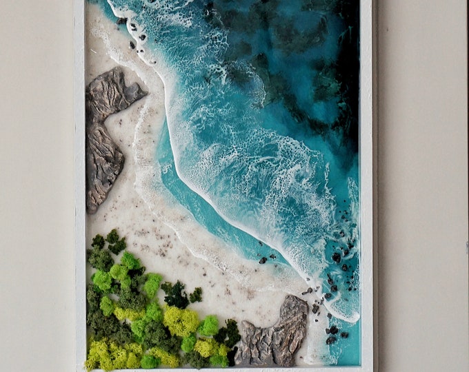 Large Ocean Themed Resin Wall Art, 3D Realistic Epoxy Wave, Ocean ...