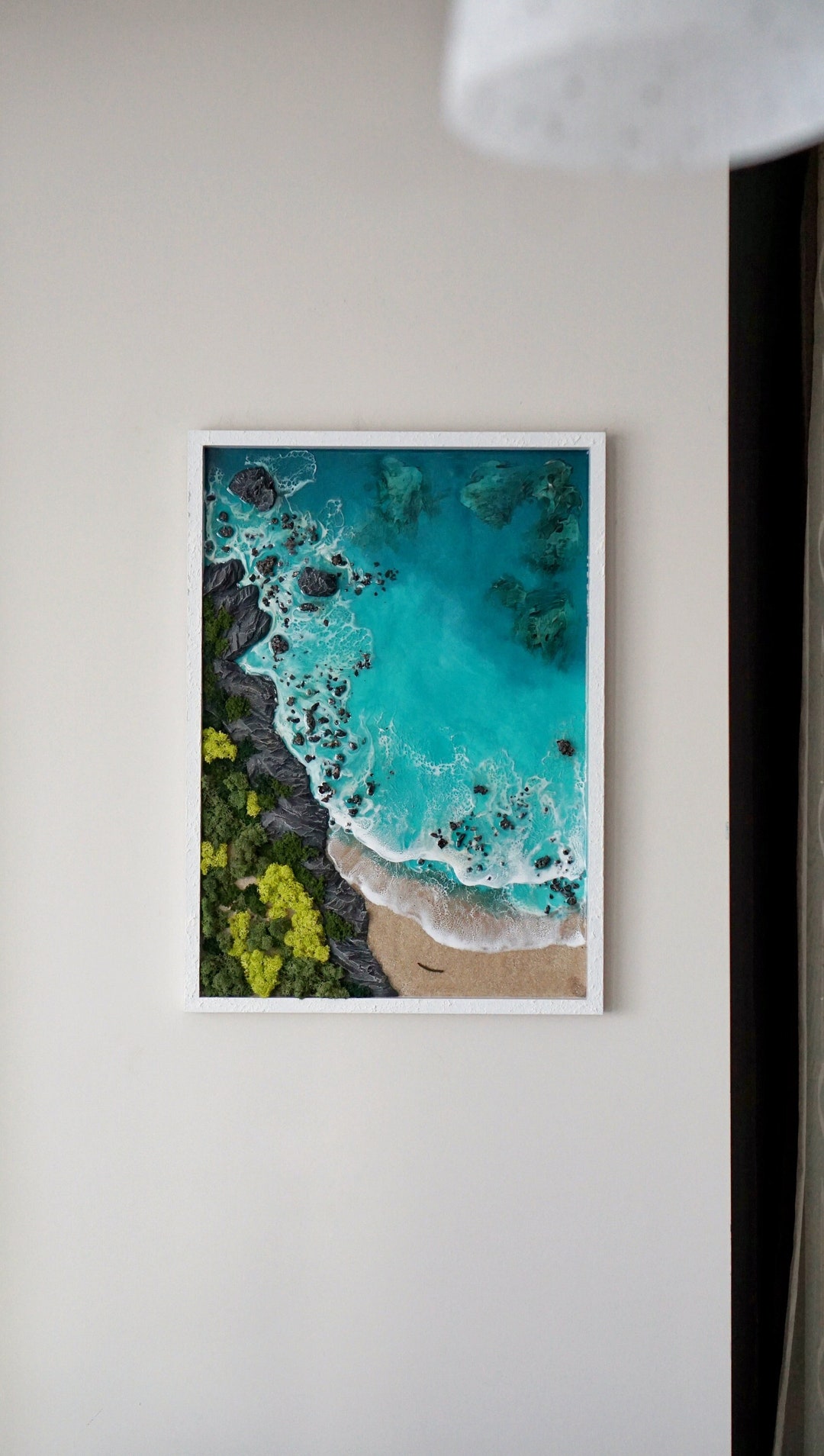 Large Ocean Themed Resin Wall Art, 3D Realistic Epoxy Wave, Ocean Scenery Artwork, Coastal ...