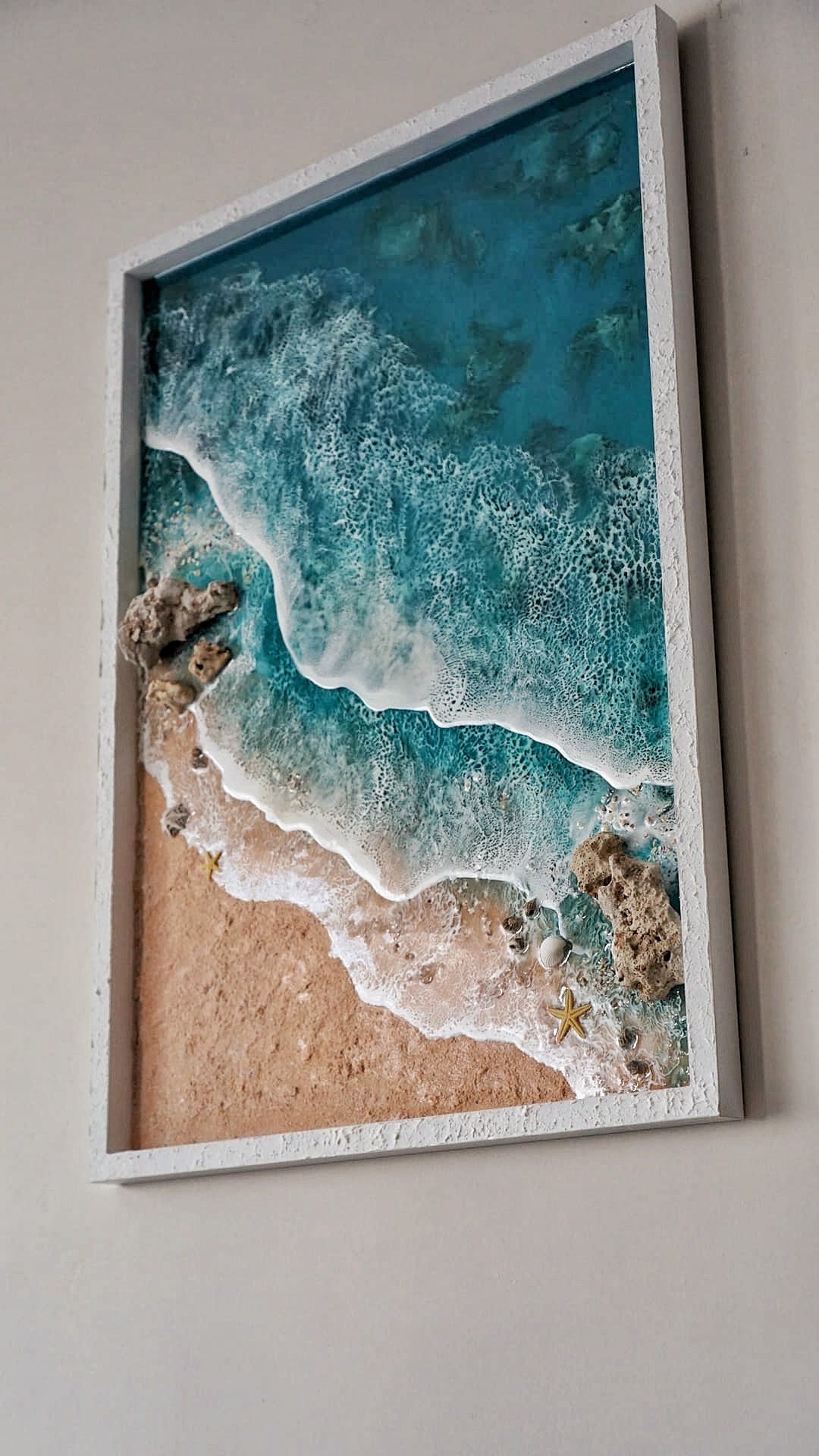 3D Ocean Wave Resin Wall Art, Realistic Seascape Painting (70x50
