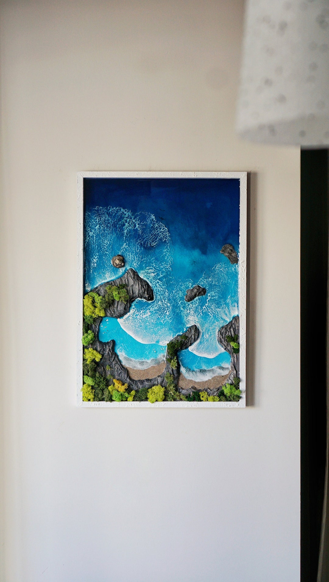 Large Ocean Themed Landscape Resin Wall Art, 3D Realistic Epoxy Wave ...