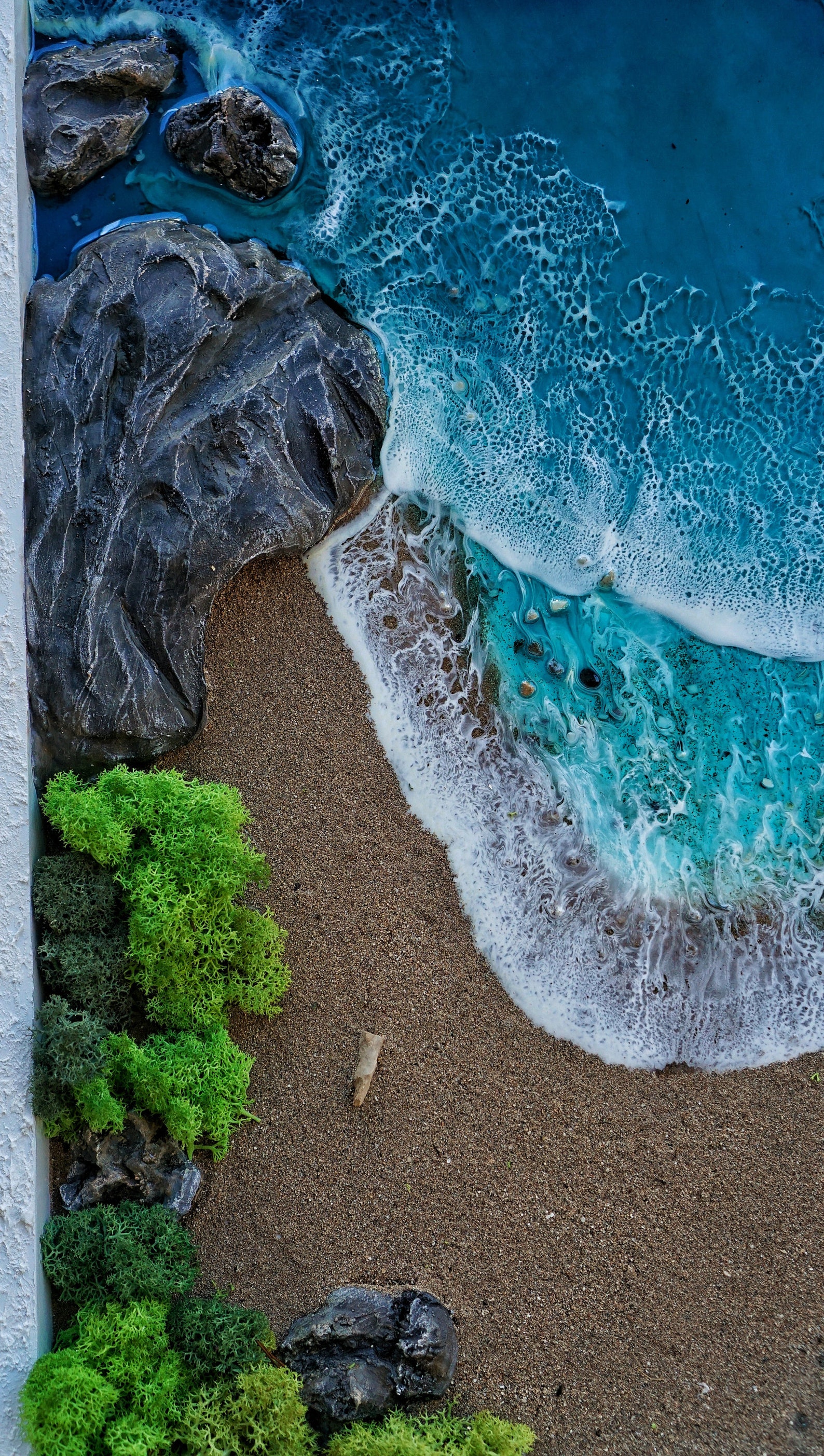 Large 3D Ocean Themed Resin Wall Decor , Diorama Coastal Epoxy Painting ...