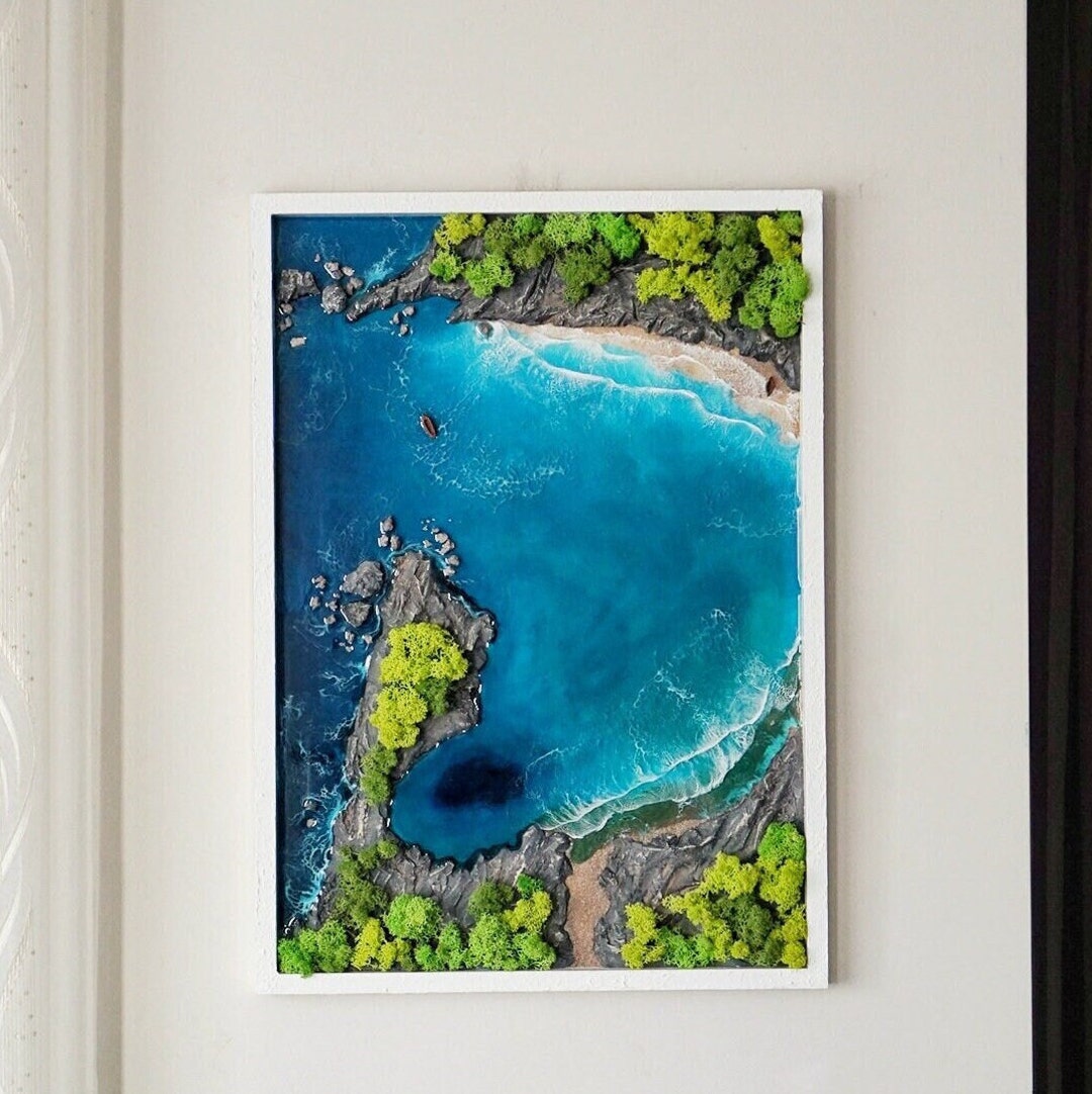Large Ocean Themed Epoxy Resin Wall Art, Coastal Home Decor, Nautical ...