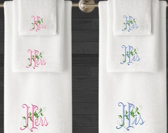 Personalized Embroidered Towels, 100% Ringspun Cotton, Wedding Gift