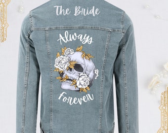 Custom Bride Denim Jacket: DTF Printed Bridal Jean Jacket