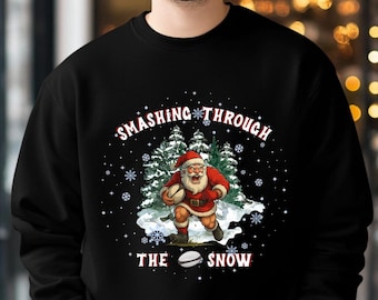 Rugby Santa Christmas Jumper: Unisex Sweatshirt for Adults & Kids