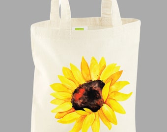 Sunflower Tote Bag: 100% Organic Cotton Floral Shopping Bag
