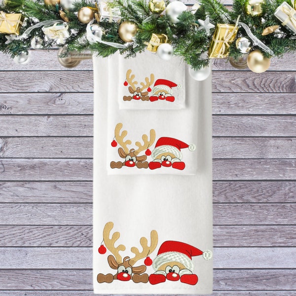 Christmas themed Personalised Embroidered Towels, Hand, Guest, Bath, Sheet luxury Towel Range.  Great gift