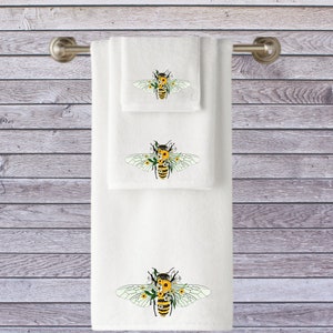 Toalhas personalizadas, toalhas bordadas ABELHA, design grande, casamento, noivado, presente de aniversário. Linha de toalhas de luxo para todas as ocasiões