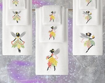 Embroidered Fairy Cotton Towels, Personalized Luxury Towel Range