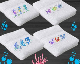 Personalized Embroidered Towel: Under the Sea, 100% Cotton