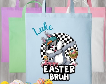 Personalized Easter Cotton Tote Bag, Hip Hop Bunny Gift