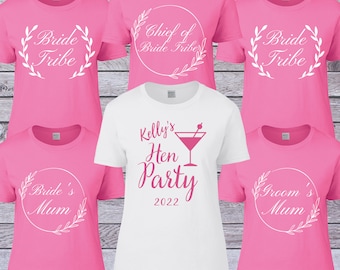 Personalized Hen Party T-shirts: Bride & Bridal Squad