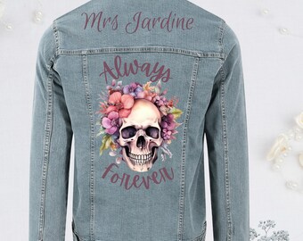 Custom Bride Denim Jacket: DTF Printed Bridal Jean Jacket