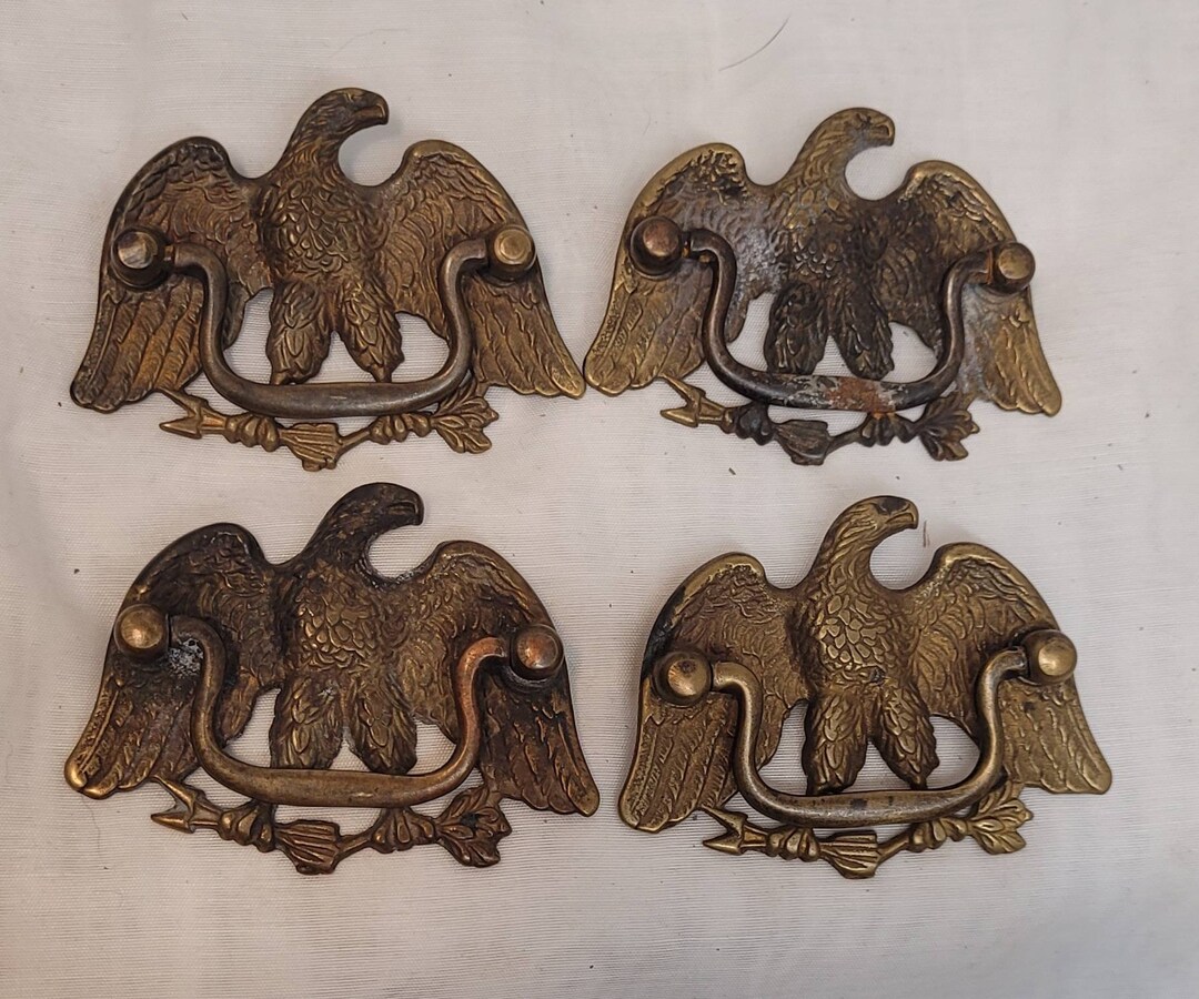Antique Solid Brass Eagle Drawer Pulls Etsy