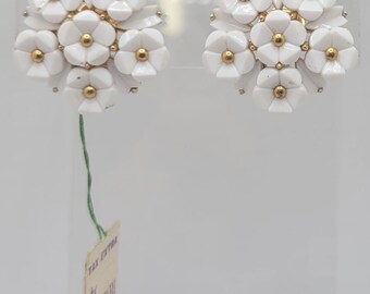 1960s Alfred Philippe designed, Crown Trifari thermoset plastic &quot;Petite Fleur&quot;, clip-on earrings