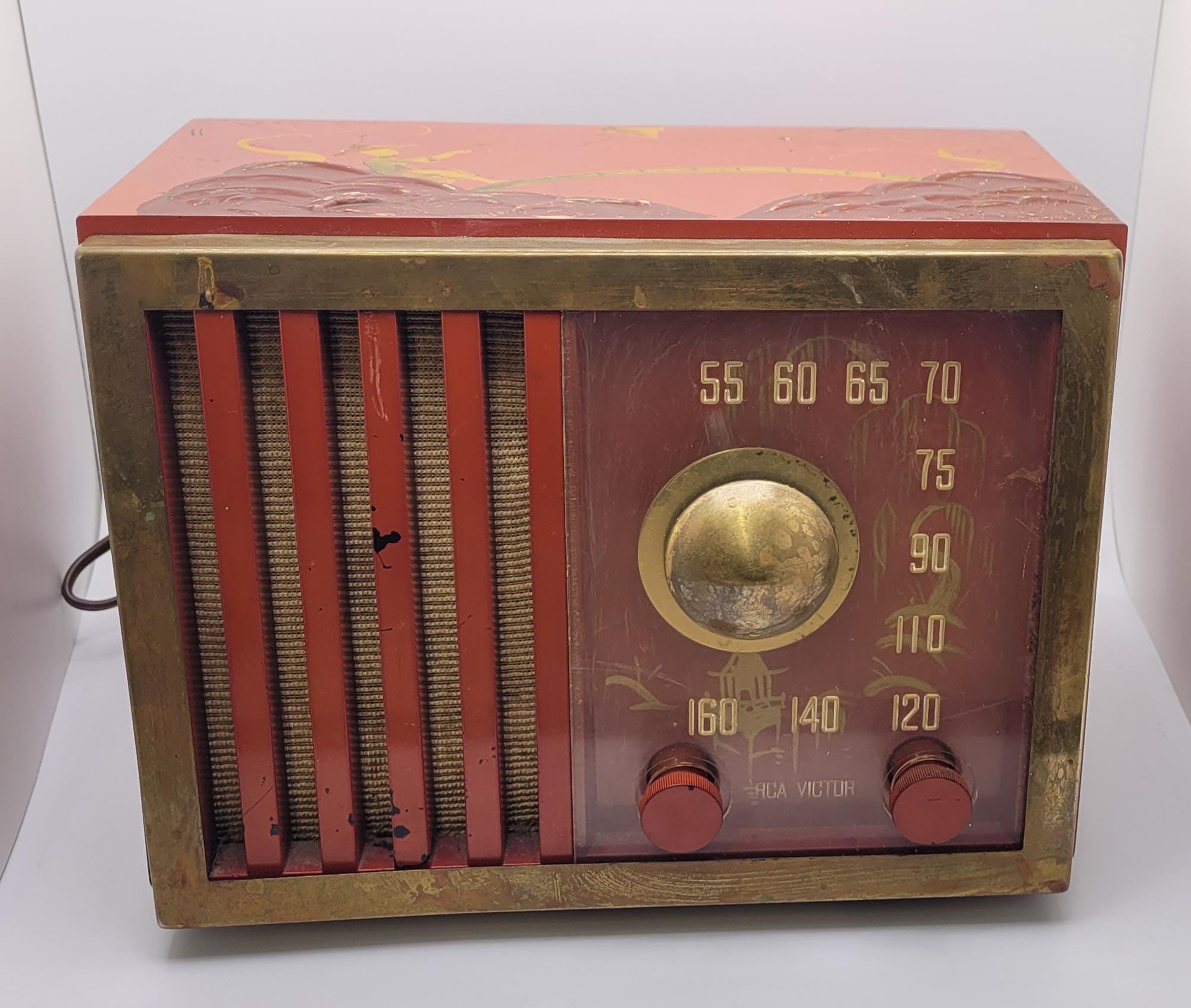 1948 RCA 75x18 Hand Painted Asian Themed Bakelite Radio - Etsy