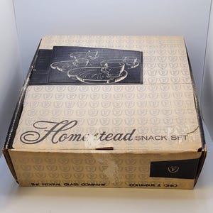 1950s as Homestead snack set 8-piece set from federal glass in original packaging