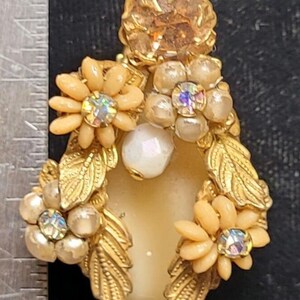 1950s Eugene Costume Earrings with multicolor applied florets