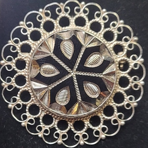 Pendentif en sterling et épingle en émail, 925 Sterling, Guadalajara, Mexique, années 1960