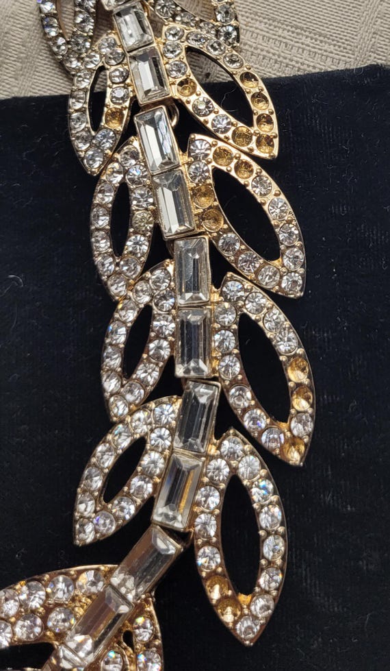 Rhinestone Feather Statement Necklace: Rose Gold-… - image 6