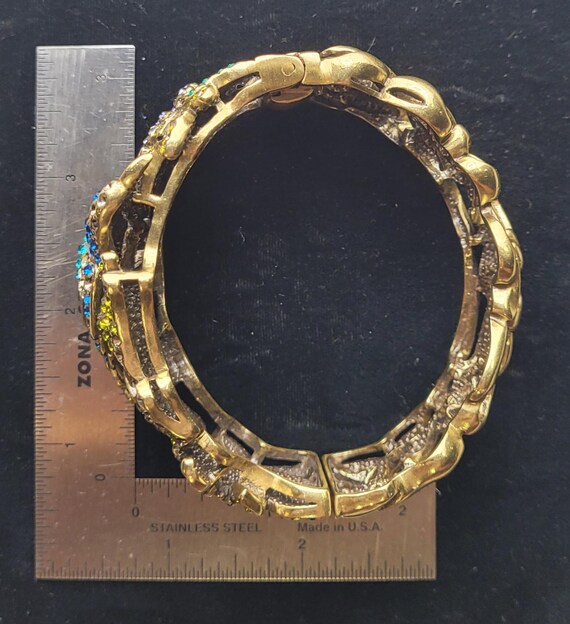 Heavy Solid Brass statement hinged bracelet and m… - image 8