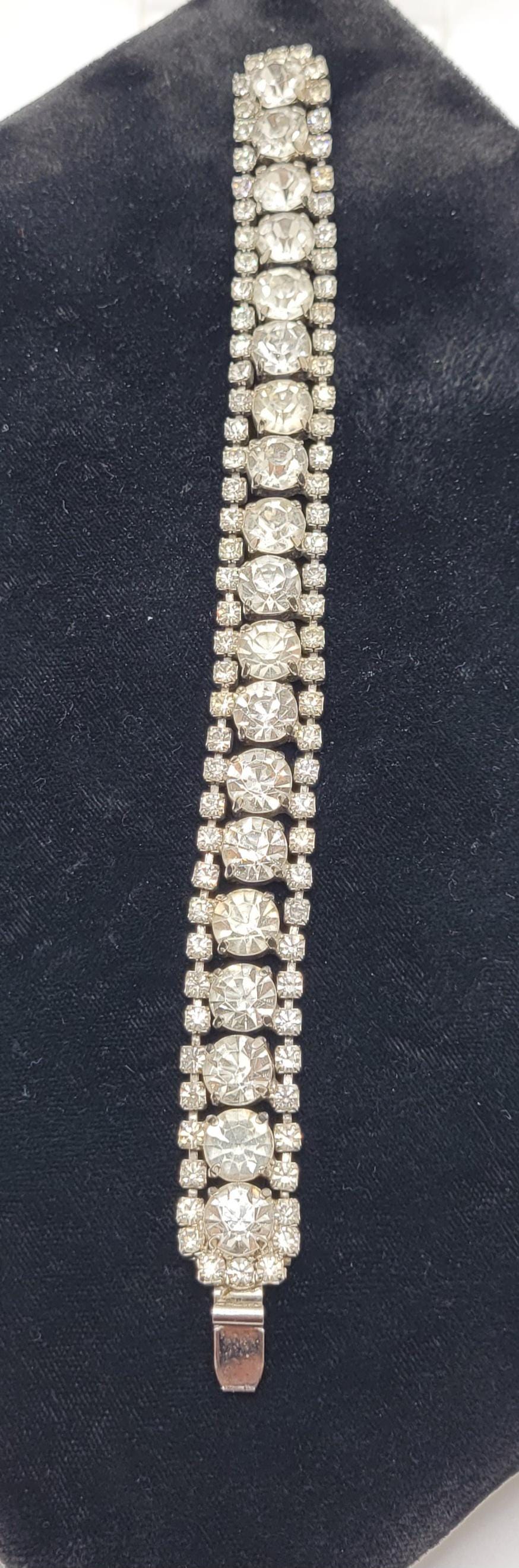 Rare Butler and Wilson rhinestone wedding bracelet, with large 8 mm diamond cut rhinestones