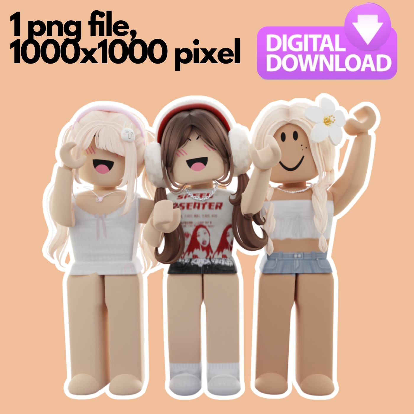 Roblox Girl 5 - PNG - Instant Digital Download