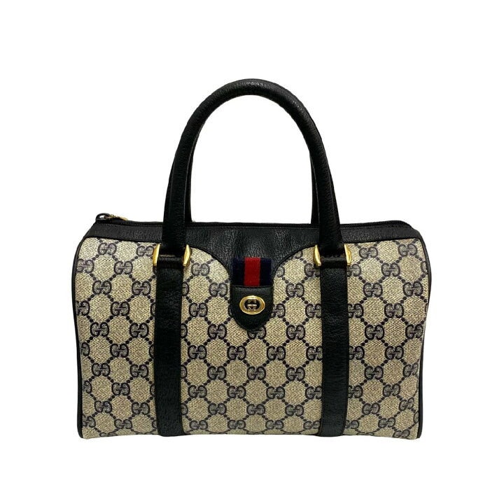 GUCCI Boston black monogram fabric canvas bag – Vintage Carwen