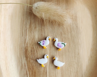 Duck Stud Earrings: Handmade Polymer Clay Animal Jewelry