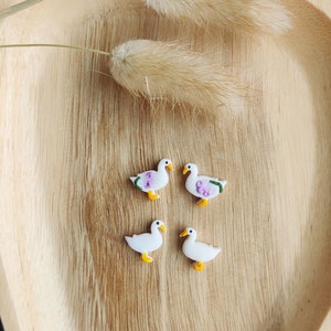 Duck Stud Earrings: Handmade Polymer Clay Animal Jewelry