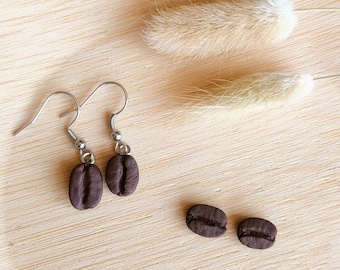 Coffee bean earrings, pendants, polymerclay, clay, cute earrings, earring, coffee, bean, brown, beans, coffee beans, studs, coffee earrings