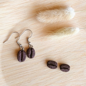 Coffee bean earrings, pendants, polymerclay, clay, cute earrings, earring, coffee, bean, brown, beans, coffee beans, studs, coffee earrings